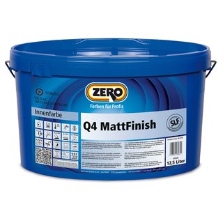 ZERO Q4 Mattfinish Premium Wandfarbe Innenfarbe Scheuerbest&auml;ndig 12,5L wei&szlig; Kl.1