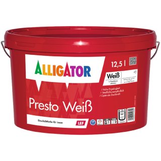 Alligator Presto LEF Hochdeckende Streiflichtunempfindliche Innenfarbe Wandfarbe weiß 12,5 Liter