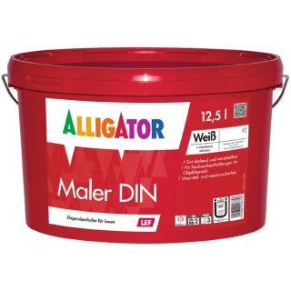 Alligator Maler DIN LEF Innenfarbe Wandfarbe wei&szlig; 12,5 Liter